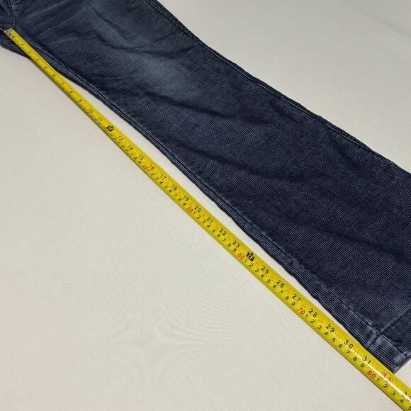 Express Stretch Navy Corduroy Pants Womens 3/4 Inseam 32 Straight Leg Ankle Slit - Picture 11 of 13